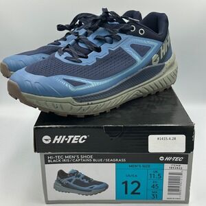 Hi-Tec Trail Running Shoes Mens 12 Blue Black Seagrass NIB Hiking Waterproof
